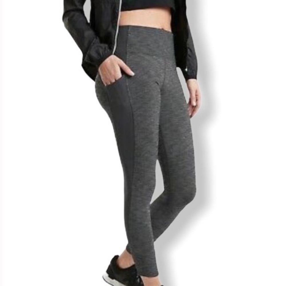 Athleta Womens Size S Excursion Hybrid Tight Pockets Jogger Leggings Gray
